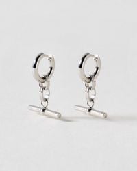 Oliver Bonas - Aretha Tone Waterproof T-bar Drop Hoop Earrings - Lyst