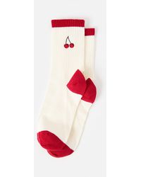 Oliver Bonas - & Red Cherry Ribbed Ankle Socks - Lyst