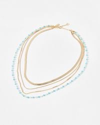 Oliver Bonas - Bea & Gold Tone Beaded Layered Chain Necklace - Lyst