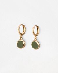Oliver Bonas - Emir Enamel Disc Drop Huggie Earrings - Lyst