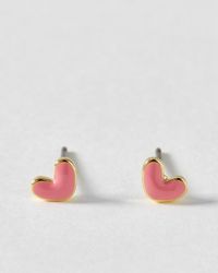 Oliver Bonas - Anne Mini Pink Enamel Heart Stud Earrings - Lyst
