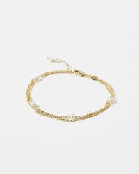 Oliver Bonas - Isla Double Row Freshwater Pearl Chain Bracelet - Lyst