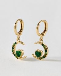 Oliver Bonas - Avaluna Stone Moon & Heart Charm Drop Earrings - Lyst