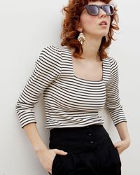 Oliver Bonas - & White Stripe Ribbed Jersey Top, Size 6 - Lyst