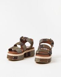 Oliver Bonas - Asra Elijah Raffia Leather Platform Sandals - Lyst