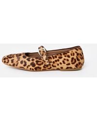 Oliver Bonas - Leopard Print Leather Ballet Flats, Size Uk 3 - Lyst