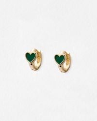 Oliver Bonas - Ottie Heart Gold Tone Huggie Earrings - Lyst