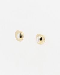 Oliver Bonas - Greta Organic Freshwater Pearl Plated Stud Earrings - Lyst