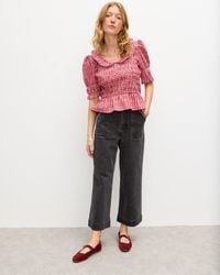 Oliver Bonas - Denim Scallop Stitch Cropped Wide Leg Jeans, Size 6 - Lyst