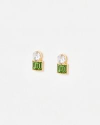 Oliver Bonas - Dia Circle & Baguette Stone Gold Tone Drop Earrings - Lyst