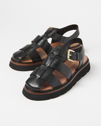 Oliver Bonas - Fisherman Black Leather Sandals, Size Uk 3 - Lyst