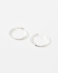 Oliver Bonas - Tansy Textured Silver Hoop Earrings - Lyst
