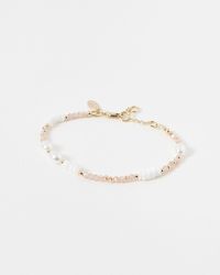 Oliver Bonas - Etti Shell & Faux Pearl Beaded Chain Bracelet - Lyst