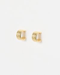 Oliver Bonas - Kalia Engraved Tone Small Hoop Earrings - Lyst