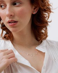 Oliver Bonas - Nixie Freshwater Pearl Wavy Silver Chain Necklace - Lyst