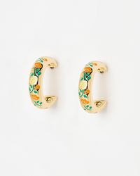 Oliver Bonas - Laci & Orange Floral Enamel Inlay Hoop Earrings - Lyst