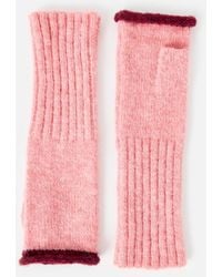 Oliver Bonas - & Burgundy Trim Knitted Wrist Warmers - Lyst