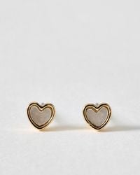 Oliver Bonas - Ottilie Tiny Mother Of Pearl Heart Stud Earrings - Lyst