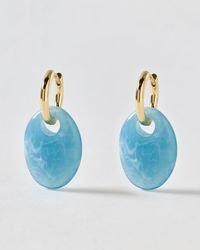 Oliver Bonas - Edna Resin Charm Drop Hoop Earrings - Lyst