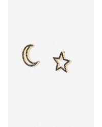 Oliver Bonas - Neve Glitter Star & Moon Mismatch Stud Earrings - Lyst