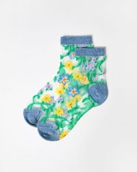 Oliver Bonas - Floral Sheer Ankle Socks - Lyst