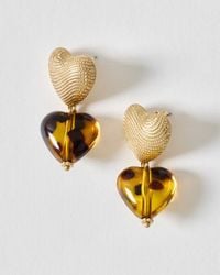 Oliver Bonas - Lara Tort Resin Heart Drop Large Earrings - Lyst