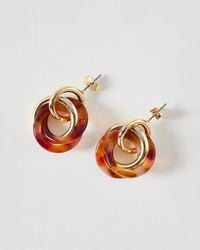 Oliver Bonas - Marlene Resin & Gold Tone Circular Stud Earrings - Lyst