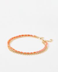 Oliver Bonas - Cora Bead Gold Chain Layered Anklet - Lyst