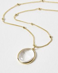 Oliver Bonas - Amelia Engraved Glass Pendant Necklace - Lyst