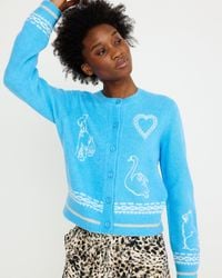 Oliver Bonas - Embroidered Crew Neck Knitted Cardigan, Size 16 - Lyst