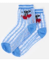 Oliver Bonas - Checked Cherries Sheer Ankle Socks - Lyst