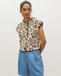Oliver Bonas - Cream & Crochet Button Up Waistcoat, Size 6 - Lyst