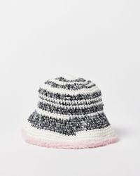 Oliver Bonas - Monochrome & Pink Crochet Bucket Hat - Lyst