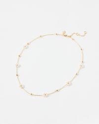 Oliver Bonas - Rosaria Faux Pearl Flower Chain Necklace - Lyst