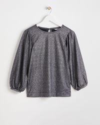Oliver Bonas - Metallic Shimmer Long Sleeve Jersey Top, Size 6 - Lyst