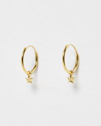 Oliver Bonas - Haru Engraved Star Charm Hoop Earrings - Lyst