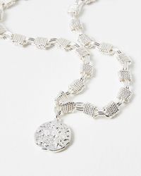 Oliver Bonas - Meri Textured Chunky Silver Collar Necklace - Lyst