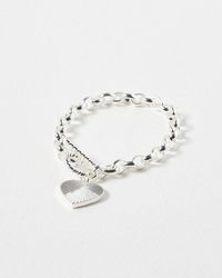 Oliver Bonas - Adelaide Chunky Chain & Heart Charm Plated Bracelet - Lyst
