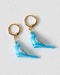 Oliver Bonas - Verity Budgie Charm Drop Huggie Earrings - Lyst