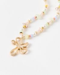 Oliver Bonas - Jackson Beaded Flower Pendant Necklace - Lyst