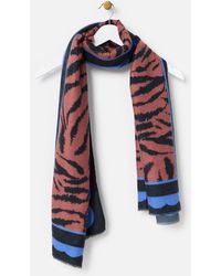 Oliver Bonas - Brown & Blue Tiger Print Knitted Scarf - Lyst