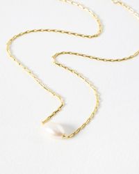 Oliver Bonas - Lulu Pearl Thread Through Pendant Necklace - Lyst