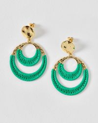Oliver Bonas - Tabitha Woven Hammered Disc Drop Earrings - Lyst