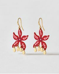 Oliver Bonas - Honor Enamel Flower Drop Earrings - Lyst