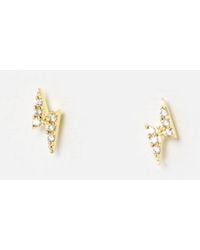 Oliver Bonas - Lightning Bolt Clear Gem Stud Earrings - Lyst