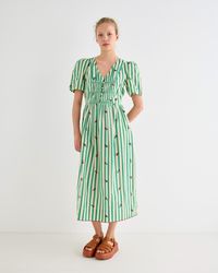 Oliver Bonas - & Cream Striped Floral Embroidered Midi Dress, Size 10 - Lyst