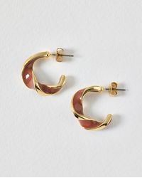 Oliver Bonas - Nala Enamel Twist Hoop Earrings - Lyst