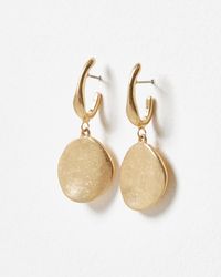 Oliver Bonas - Nara Worn Gold Disc Drop Earrings - Lyst