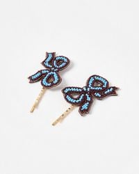 Oliver Bonas - Bryony Beaded Bow Hair Slides Set Of Two - Lyst