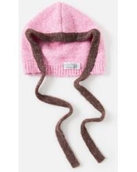 Oliver Bonas - Marl & Brown Fluffy Knitted Bonnet - Lyst